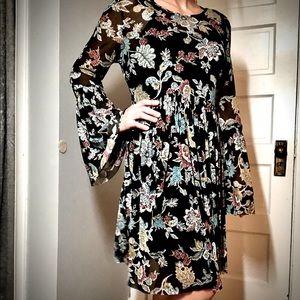 Xhilaration shear bell sleeve dress, black slip